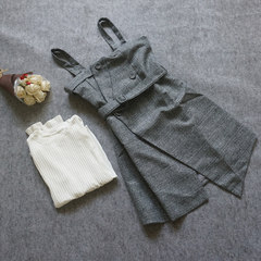 Every day special, autumn and winter new Korean version of suspenders, plaid hair straps, straps, two sets of dresses, suits, skirts, women S gray