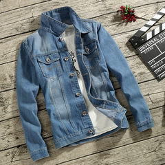 2017 spring and autumn new denim jacket mens jacket casual coat Metrosexual clothes on the Korean cultivating students S Light blue
