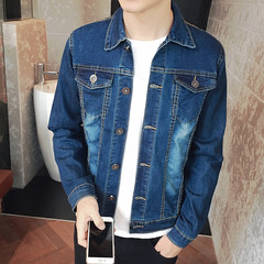 2017 spring and autumn new denim jacket mens jacket casual coat Metrosexual clothes on the Korean cultivating students 3XL blue