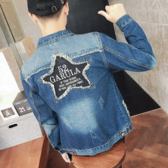 2017 spring and autumn new denim jacket mens jacket casual coat Metrosexual clothes on the Korean cultivating students 3XL blue black
