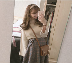 In autumn and winter, women's fashion temperament, ladies in the long, small fresh knitted skirt, two sets of skirts S Spot Beige sweater