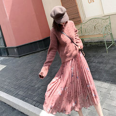 The big homemade autumn Couture retro flounce hem sleeve loose Suihua long sleeved dress tide S Red bean red skirt []