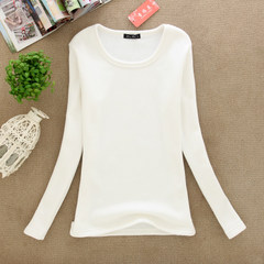 2017, autumn and winter new Korean women's dress, suede blouse, long sleeve T-shirt, female warming sweater blouse M white