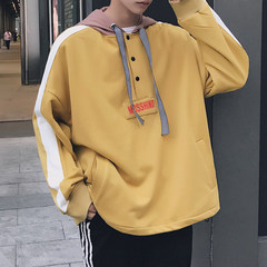 Winter Hooded Sweater Mens Boys couple BF wind lzzang trend of Korean students loose source of wind coat M yellow