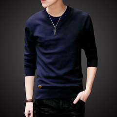 Special offer every day in spring and autumn autumn men long sleeved sweater sweater dress trend bottoming sweaters autumn clothes T-shirt 3XL 0265 deep blue