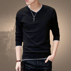 Special offer every day in spring and autumn autumn men long sleeved sweater sweater dress trend bottoming sweaters autumn clothes T-shirt 3XL 0017 black
