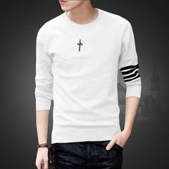 Special offer every day in spring and autumn autumn men long sleeved sweater sweater dress trend bottoming sweaters autumn clothes T-shirt 3XL 1610 white