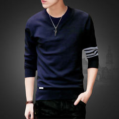 Special offer every day in spring and autumn autumn men long sleeved sweater sweater dress trend bottoming sweaters autumn clothes T-shirt 3XL 1610 deep blue