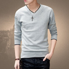 Special offer every day in spring and autumn autumn men long sleeved sweater sweater dress trend bottoming sweaters autumn clothes T-shirt 3XL 0017 gray