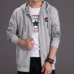 Add fertilizer XL tide 1sddfyy spring section youth Korean leisure sport Sweater Hoodie fat 3XL Thin section 197 gray