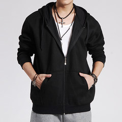 Add fertilizer XL tide 1sddfyy spring section youth Korean leisure sport Sweater Hoodie fat 3XL With cashmere sweater black plate B77