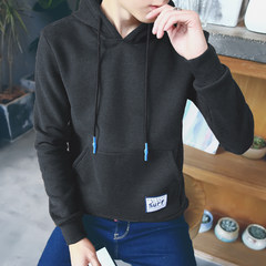 Male new autumn and winter Sweater Hoodie sleeve head loose coat trend of Korean students with cashmere clothes thickening 3XL Y19 dark grey