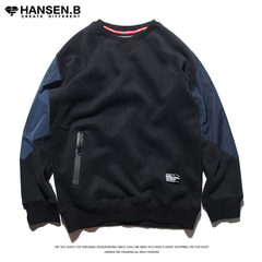 Autumn wind and cashmere sweater stitching Hong Kong male hip hop BF Blazer Jacket chic tide brand ulzzang 3XL black