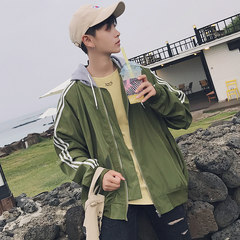 Autumn melody windmill male coat new Korean loose hooded jacket all-match leisure sport coat thin tide 3XL Army green