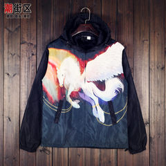 Thick autumn and winter Japanese retro youth casual hoodies small couples and women windbreaker tide 3XL The white horse