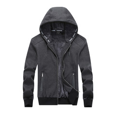 Add fertilizer XL sport coat in autumn and winter with thick warm male cashmere Hoodie youth long sleeved jacket XL Dark grey