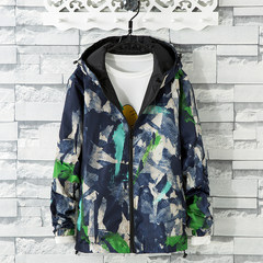 In the spring and Autumn period, both sides wear men's coats, young female students, thin Camo Korean style casual jackets, sports clothes tide 3XL Wear green on both sides