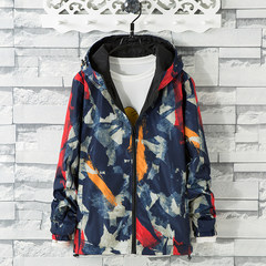 In the spring and Autumn period, both sides wear men's coats, young female students, thin Camo Korean style casual jackets, sports clothes tide 3XL Red on both sides