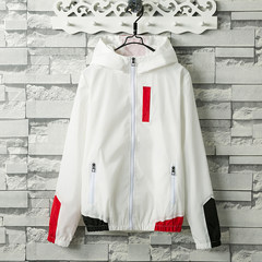 Autumn windbreaker male students Korean style, handsome trend, teenagers coat, thin sports, hooded class clothes tailored 3XL White / color coat