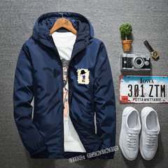 Autumn coat Boys Youth handsome spring and autumn trend of Korean students loose all-match Blazer models 7XL Add cotton, deep blue