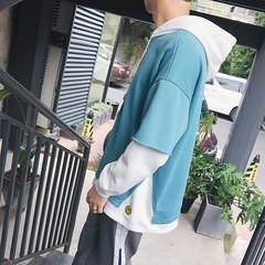 @ a literary man of the spring and autumn holiday two new men's Hooded Hoodie sleeve head embroidery sports wear coat M blue