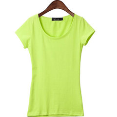 Korean female summer T-shirt slim V collar shirt sleeve body tight T-shirt dress color white half M[86-96 Jin] Guolu [U].
