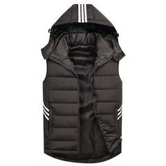 Vest men handsome sleeveless coat winter trend of Korean youth Kanjian code vest down cotton vest 3XL black