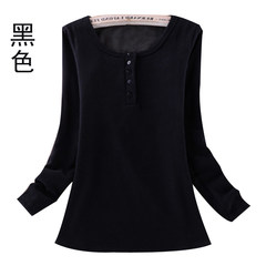 Thickening and suede blouse, women wear long sleeved women's warm coat in autumn and winter, slim cotton T-shirt with self cultivation M black