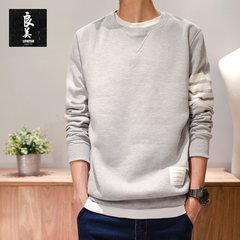The new Japanese men's winter men's casual T-shirt striped long sleeved fleece hoodies' sport coat 175/88A Grey (Mao Quanbo)
