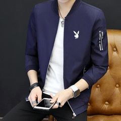 Playboy coat, men's Republic of Korea sports autumn 2017 new style spring and autumn thin youth trend handsome jacket men 3XL 519 dark blue