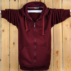 Winter sports Sweater XL fat male hooded cardigan cashmere with thick coat loose fat cotton Hoodie Please buy according to the recommended weight!!! ] Light plate [wine red]