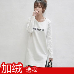 Spring and autumn in the long sleeved T-shirt Dress Blouse Shirt winter leisure cotton size all-match white S Cashmere New York white