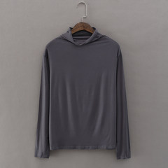 Korean large size thin long sleeved T-shirt loose Turtleneck Shirt lady modal thin clothes and conventional XL [long sleeved turtleneck] gray