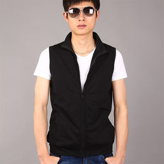 The fall of men's casual thin vest sleeveless vest Korean slim Cotton Vest Jacket Mens Size tide 3XL Black collar