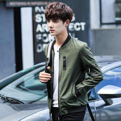 Every day special coat men, spring autumn thin student sports baseball clothes, youth Korean version coat men's jacket 3XL Marching green C