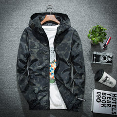 Special offer every day in spring and autumn jacket male man coat thin youth movement trend of Korean handsome coat gown 3XL Camouflage green
