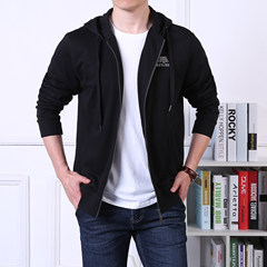 The young men's casual battlefield Jeep fall loose with cashmere sweater hoodies jacket 3XL 512 thin black
