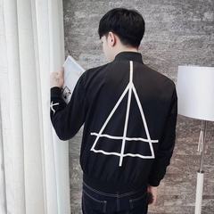 In the spring and autumn season, men's new clown print jackets, men's baseball uniforms, Korean fashion students, and handsome BF jackets M Cross Jacket Black