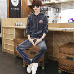 Leisure sports men Korean young students winter sweater thickening two piece jinsirong man suit jacket 3XL 85 [thin].