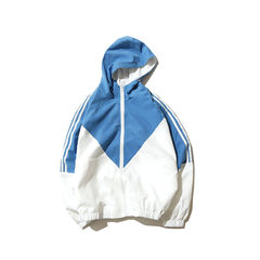 Fashion autumn stitching Hooded Jacket, men's hit sportswear, youth Korean version, clothes tide, men's coat trend S blue