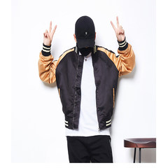 Spring and autumn dress, wing embroidery, baseball costume, male Korean version BF, Chinese wind flying couple jacket, leisure thin coat, female tide S black