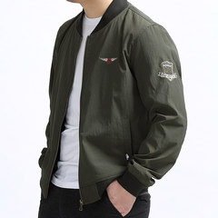 Spring and autumn loose baseball uniform pilot jacket male big fat fat code add fertilizer increased autumn jacket 195 (for 195-210 Jin) Army green