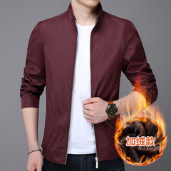 2017 new men's thickening jacket, casual jacket, young men's fashion winter jacket, men's coat 3XL N525 thicken and increase [wine red]