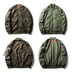 Japanese fashion Camo double coat, men and women couple, street Embroidered Baseball costume, MA-1 pilot, air jacket 3XL Green camouflage + army green (NU927)