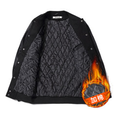 Baseball Jacket, Baseball Jacket, men's shirt, men's spring and autumn sweater, youth jacket, big size Japanese Baseball Jacket 3XL Black [cotton added]