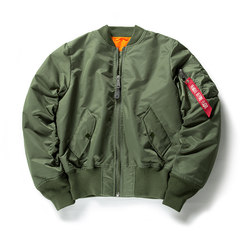 Pilot jacket man MA1 ins winter coat padded baseball uniform tidal air force wear on both sides in the green coat 3XL Army green