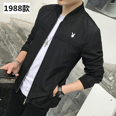 Playboy jacket, men's coat, spring and autumn baseball wear, men's shirt, Korean version, self cultivation, handsome trend, Gua Zi 3XL black
