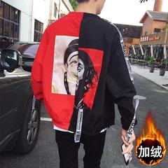 Men Fall Coat 2017 new autumn and winter baseball uniform trend of Korean male autumn all-match slim handsome jacket 3XL Red (with cashmere thickening)