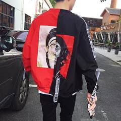 Men Fall Coat 2017 new autumn and winter baseball uniform trend of Korean male autumn all-match slim handsome jacket 3XL Red (double deck)