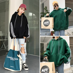A couple of female students sports leisure sweater Korean tide wide Songyuan Su BF Korea ulzzang male wind coat 3XL Black (with NAP)